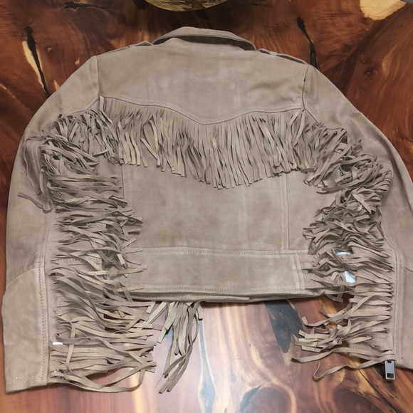 WALTER BAKER Suede Fringe Trim Moto Maní Jacket - Picture 8 of 9